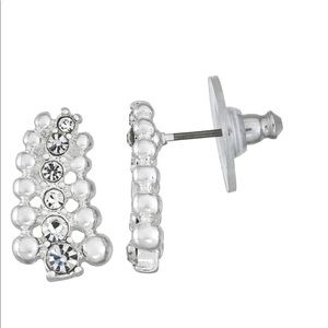 Napier Simulated Crystal Layered Button Earrings